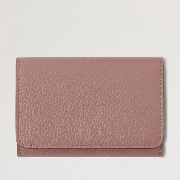 Mulberry Continental Trifold Portemonnee herfstroos in roze leer, elegant frontdesign. ModelRL6824205J997