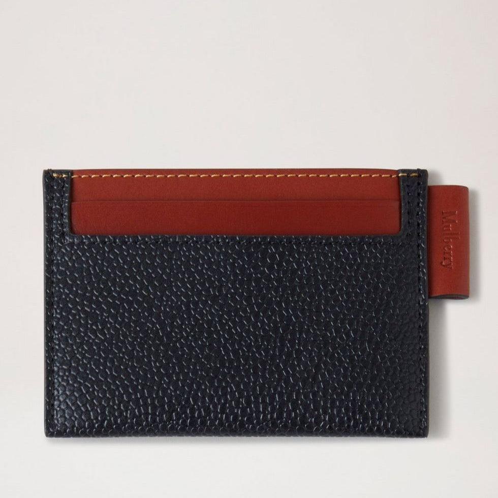Mulberry Creditcardslip Eco Scotchgrain Zwart/Cognac in zwart reliëfleer met cognacdetails, Model RL7036127A340