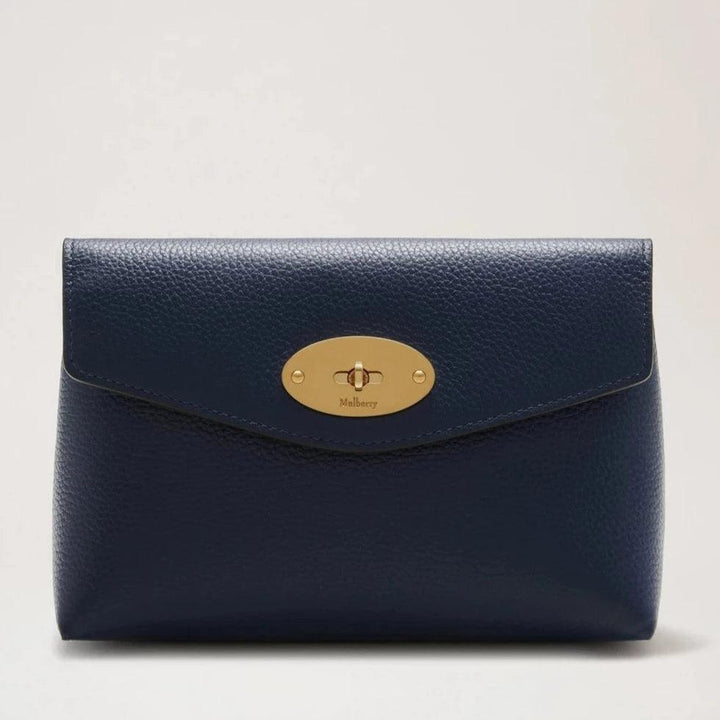 Mulberry Darley Cosmeticazakje Small Classic Grain Bright Navy met gouden detail, model RL5077205U680