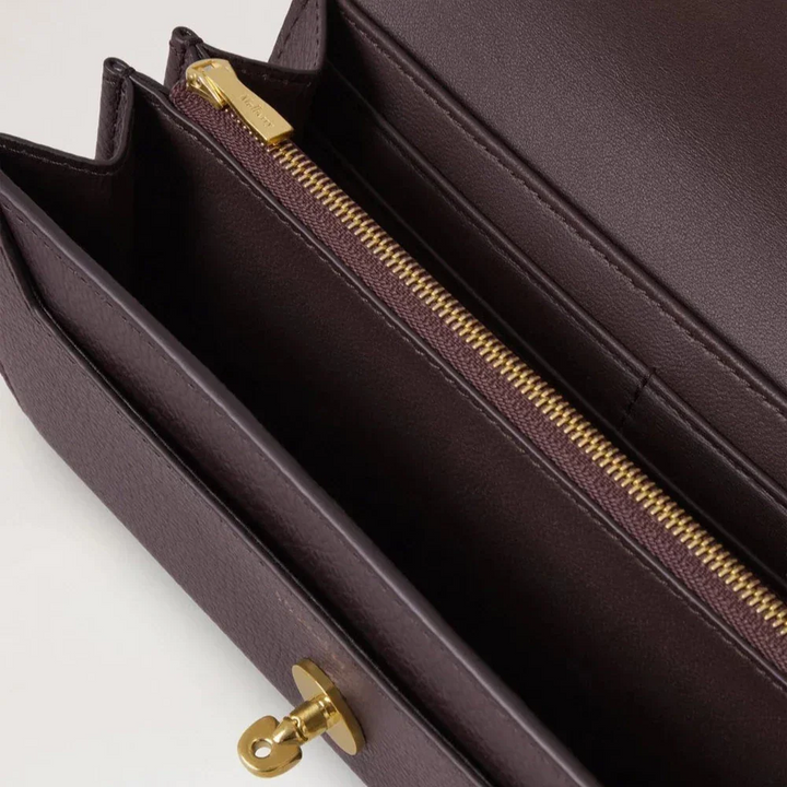 Mulberry Darley Portemonnee Small Classic Grain Ebony met binnenkant met vak en gouden ritssluiting, model RL4868205A110