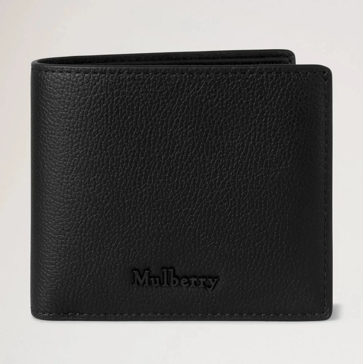 Mulberry Farringdon Card Wallet Zwarte herenportemonnee van zwart reliëfleer, eenvoudig en stijlvol. ModelRL8277645A100