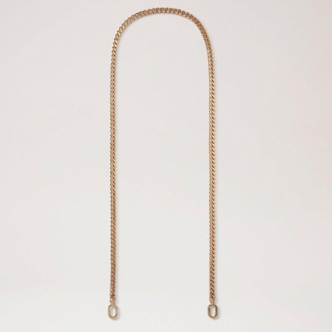 Mulberry Schouderriem met platte ketting van goudkleurig metaal, elegante en eenvoudige ketting met ovale uiteinden. Modelrx0290000n188