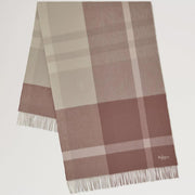 Mulberry Large Check Merino Wool Scarf Autumn Rose & Powder Rose Merino Wool Sjaal