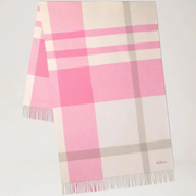 Mulberry Large Check Merino Wool Scarf Blossom Pink & Geranium Pink Sjaal