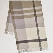 Mulberry Large Check Merino Wool Scarf Eggshell & Olive Merino Wool Sjaal