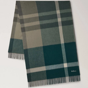 Mulberry Large Check Merino Wool Scarf Mulberry Green & Juniper Green Sjaal