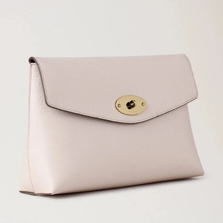 Mulberry Groot Darley Cosmetisch etui Blossom Pink in roze leer met gouden detail, model RL8849205J002
