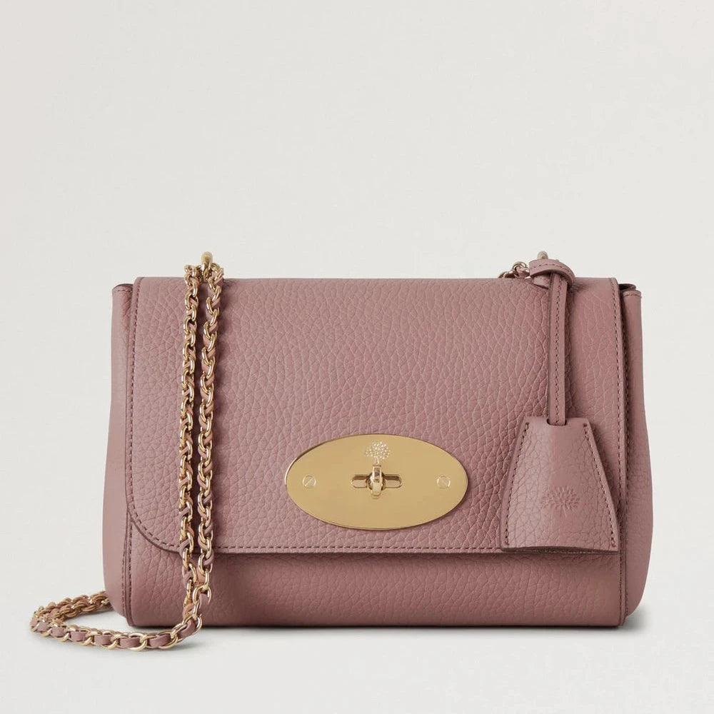 Mulberry Lily Autumn Rose Heavy Grain schoudertas van roze leer met gouden ketting en sluiting, model HH6950736J997.