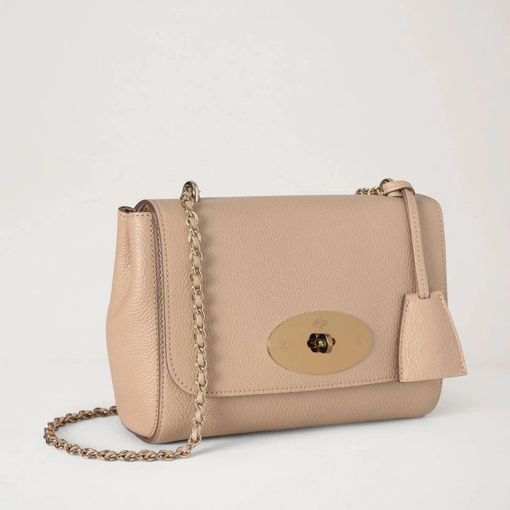 Mulberry Lily Crumpet Small Classic Grain, lichtbeige leren crossbodytas met kettingriem. ModelHH3291205W577