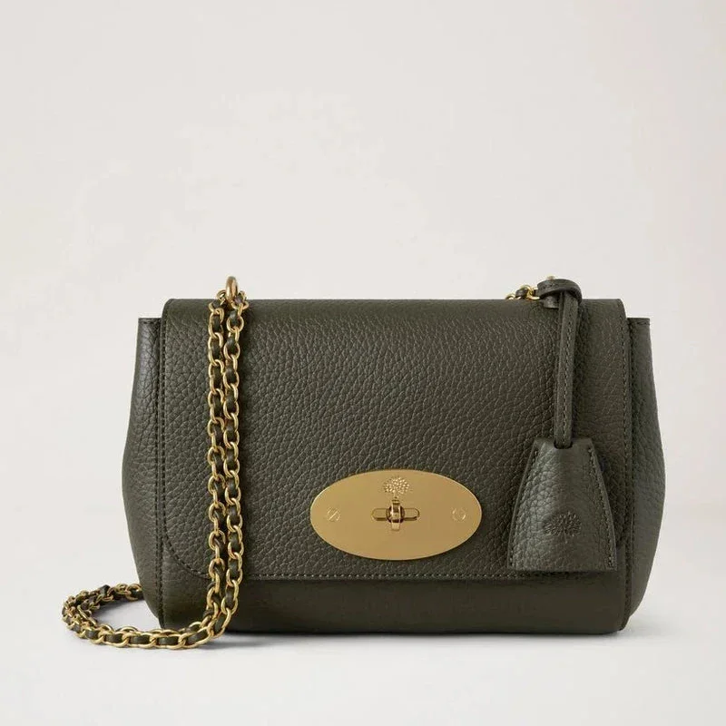 Mulberry Lily Heavy Grain Juniper Green schoudertas van donkergroen leer met gouden ketting. ModelHH6950736Q749