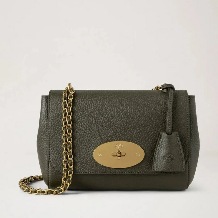 Mulberry Lily Heavy Grain Juniper Green schoudertas van donkergroen leer met gouden ketting. ModelHH6950736Q749