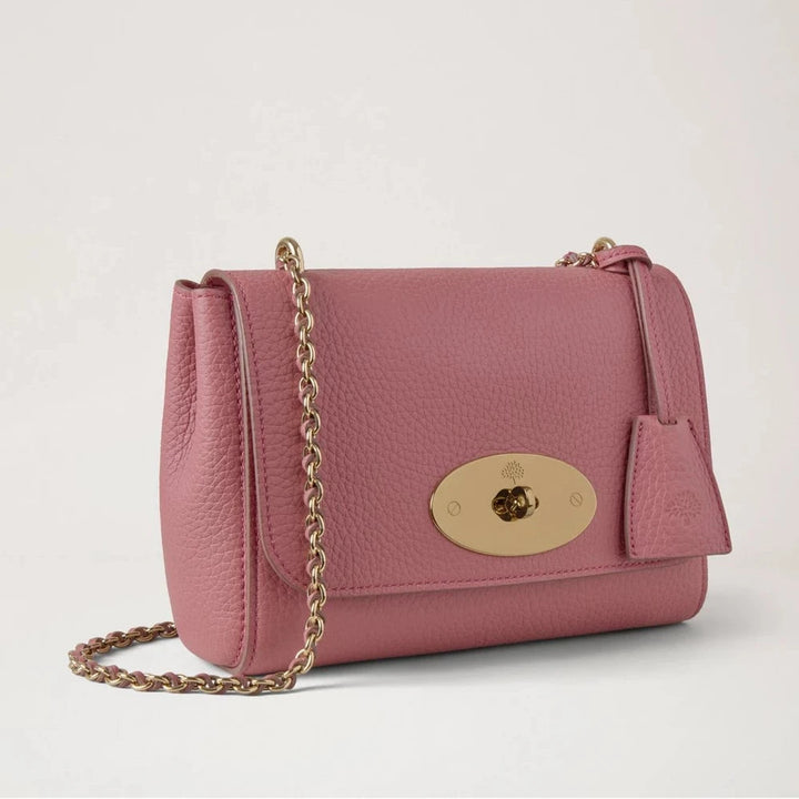 Mulberry Lily roze Scrumpy Heavy Grain schoudertas van roze leer met kettingriem en gouden details. ModelHH6950736J647.