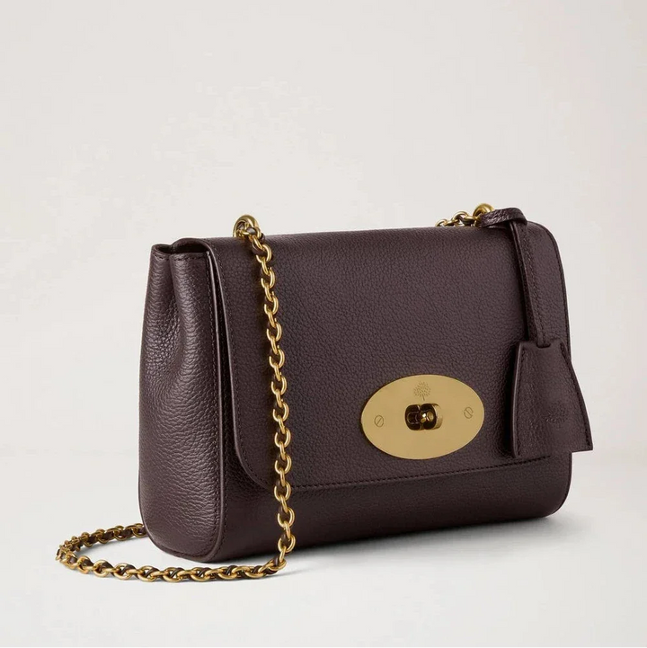 Mulberry Lily Small Classic Grain Ebony met goudkleurige kettingband en elegante structuur Model HH3291205A110