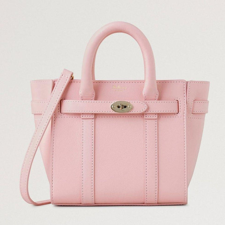 Mulberry Micro-ritssluiting Bayswater Micro Classic Grain Powder Rose tas in roze leer met handvat en schouderband. ModelRL8237587J999