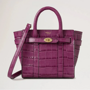Mulberry Micro Zipped Bayswater Orchid Bloom Shiny Small Croc Tas