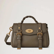 Mulberry Mini Alexa Heavy Grain Linen Green Tas
