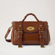 Mulberry Mini Alexa Oak & Pigment Blue Smooth Glossy Leather Tas