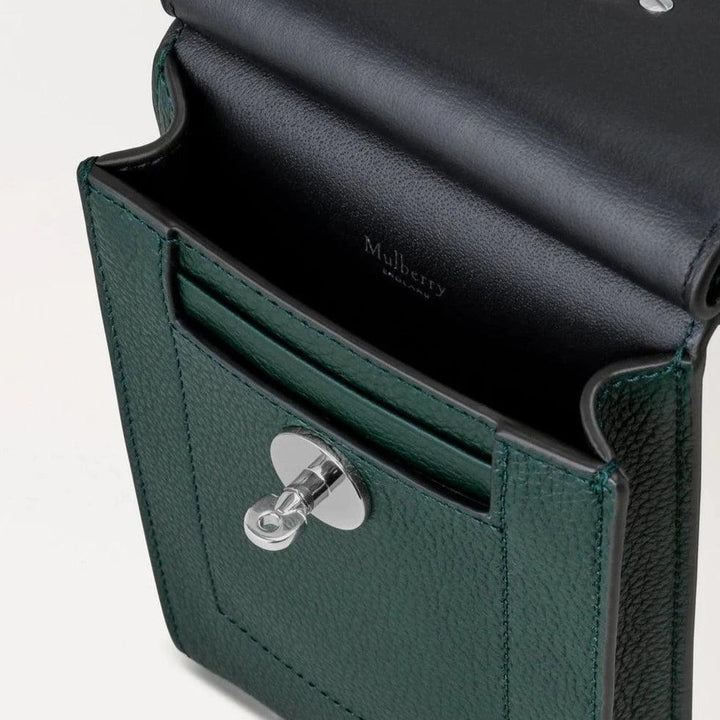 Mulberry Mini Antony Etui klein klassiek nerf in donkergroen leer, open vak, model RL6872205Q633