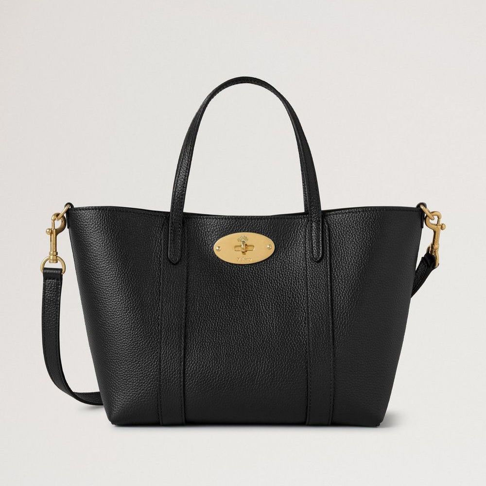 Mulberry Mini Bayswater Tote Small Classic Grain Black, elegante zwart leren tas met gouden accenten. ModelRL8875205A100