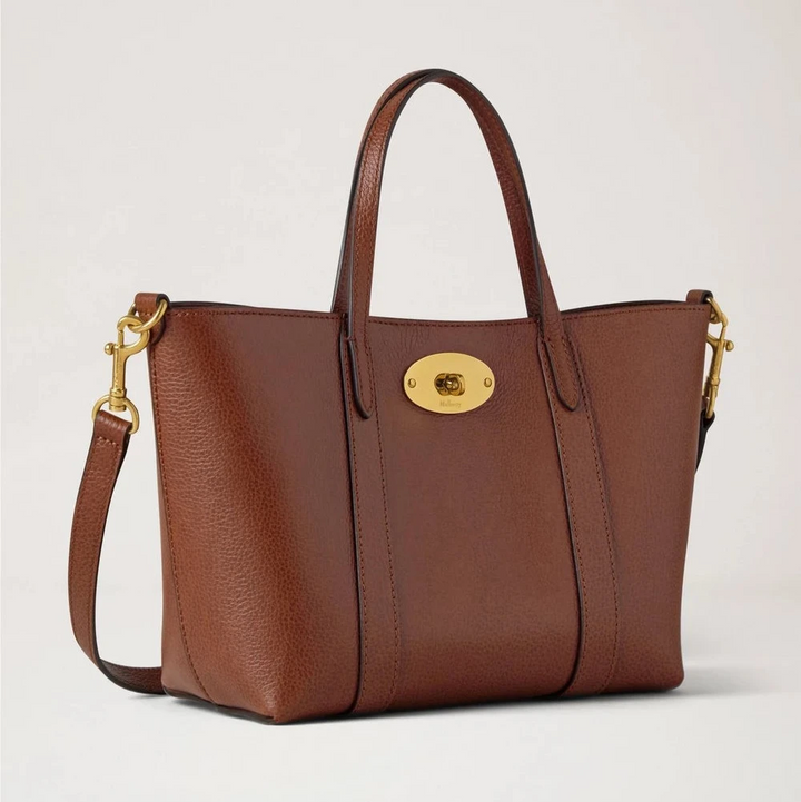Mulberry Mini Bayswater Tote Small Classic Grain tweekleurige eikenleren tas met goudkleurige hardware, model RL8879552G110