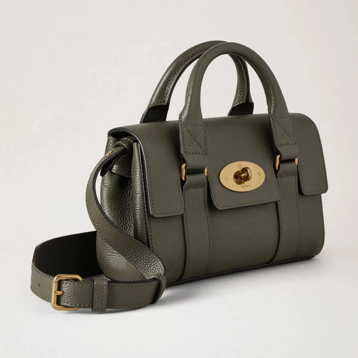 Mulberry Mini-erfgoed Bayswater Kleine Classic Grain Juniper Green schoudertas van leer, model RL8928205Q749