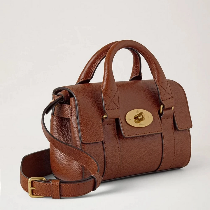 Mulberry Mini-erfgoed Bayswater Two Tone Oak, bruin leren tas met gouden gesp, model RL8930554G110