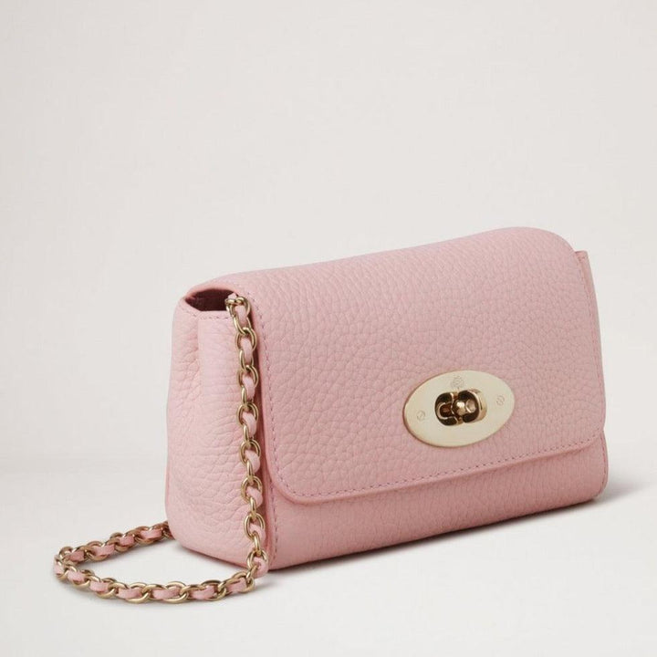 Mulberry Mini Lily Heavy Grain Powder Rose schoudertas van roze leer met kettingriem, model RL7944736J999