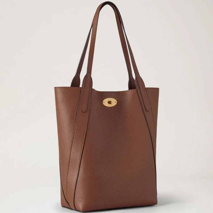 Mulberry Noord Zuid Bayswater Heavy Grain Bright Oak, bruine draagtas van zwaar leer met gouden gesp. ModelHH9104736G222
