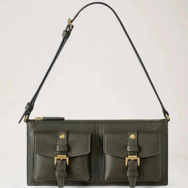 Mulberry Roxanne mini-schoudertas Heritage Nvt Juniper Green in glad leer met twee zakken, model RL8902730Q749
