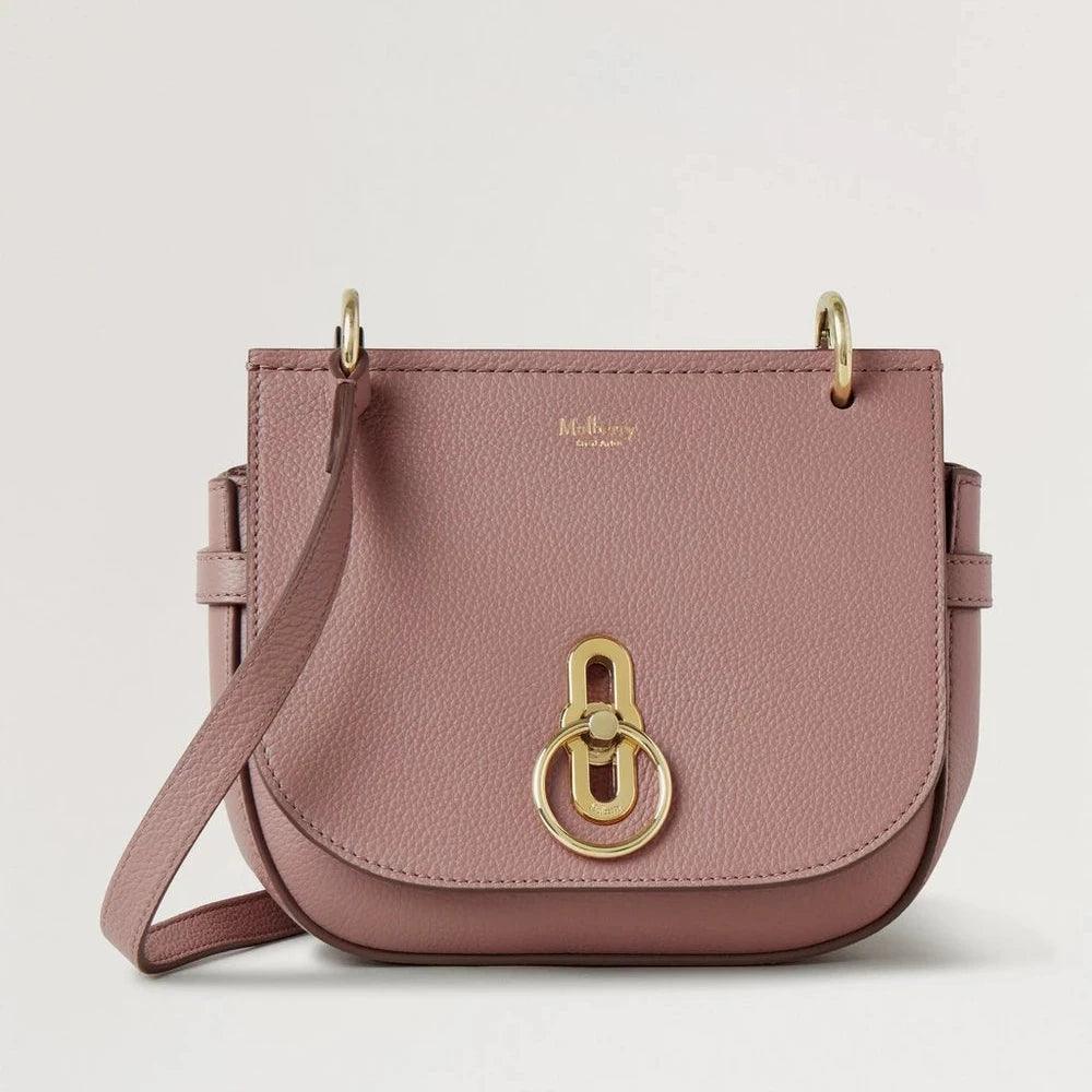 Mulberry Kleine Amberley Satchel herfstroos in roze leer met gouden details, model HH4966205J997.