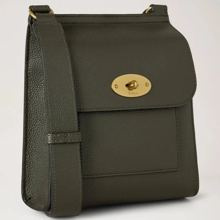 Mulberry Klein Antony in jenevergroen klassiek generfd leer met goudkleurige gesp, model HH9365205Q749