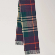 Mulberry Small Check Merino Wool Scarf Juniper Green & Deep Aubergine Sjaal