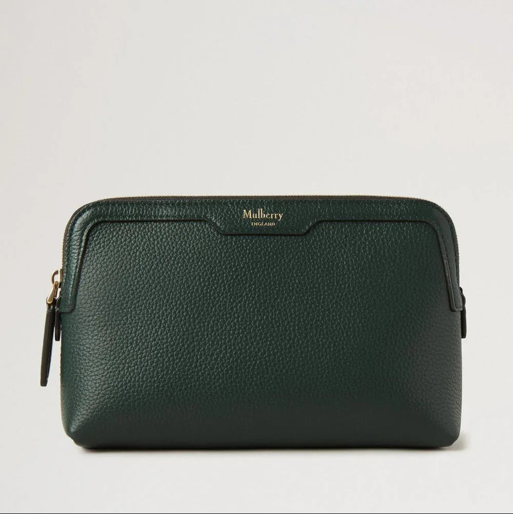 Mulberry Klein make-uptasje van donkergroen klassiek leer, elegante structuur. ModelRL8322-205Q633