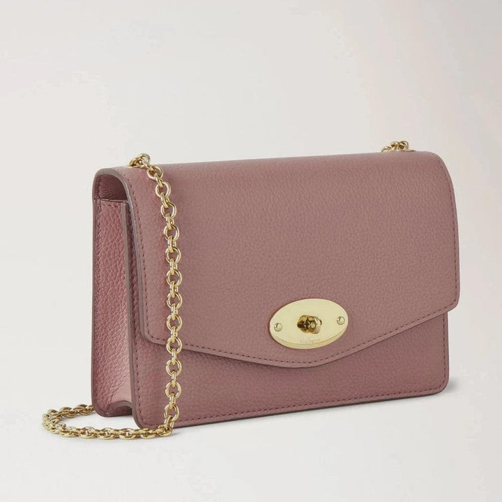 Mulberry Klein Darley Autumn Rose Small Classic Grain in roze leer met gouden ketting, model RL7791205J997