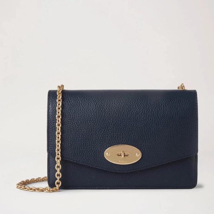 Mulberry Klein Darley Night Sky kleine klassieke tas van generfd leer met gouden ketting en sluiting, model RL7791205U888