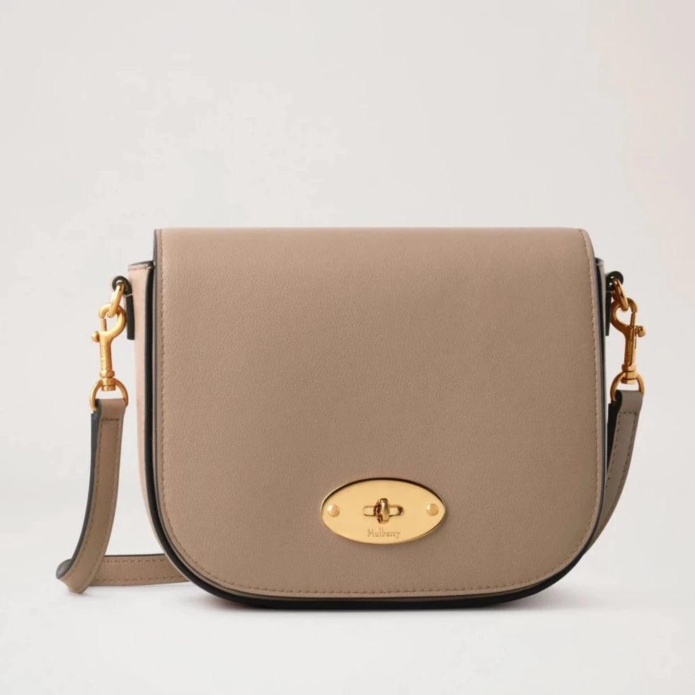 Mulberry Klein Darley Satchel in lichtbruin leer met goudkleurige gesp, model RL7904587E631-1