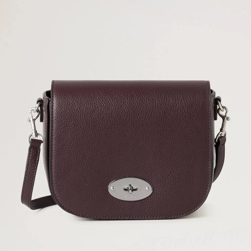 Mulberry Klein Darley Satchel Small Classic Grain Black Cherry, schoudertas in donker kersenkleurig leer, Model RL4957205K560
