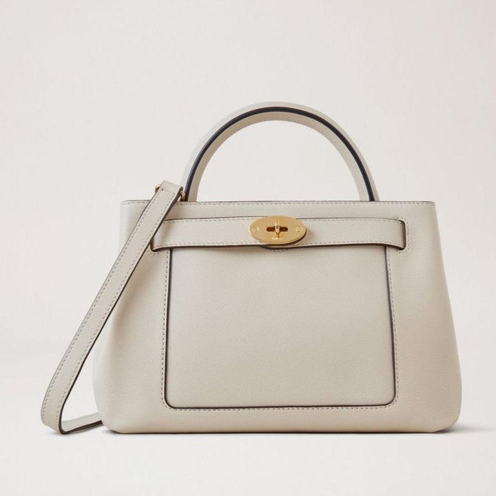 Mulberry Klein Islington Silky Calf Chalk handtas van licht leer met gouden gesp, model HH9091657W160