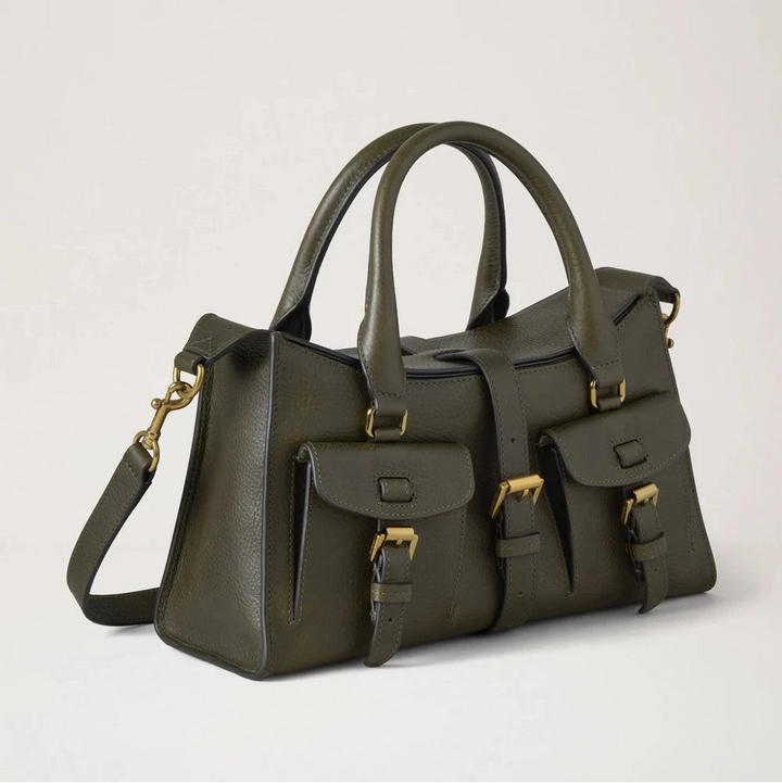 Mulberry Klein Roxanne-erfgoed NVT Juniper Green handtas in olijfgroen leer met messing details, model HH9978730Q749