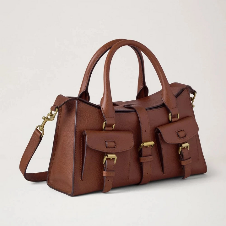 Mulberry Klein Roxanne-erfgoed NVT Eikenhouten handtas van bruin leer met zakken en gouden gespen. ModelHH9978730G110