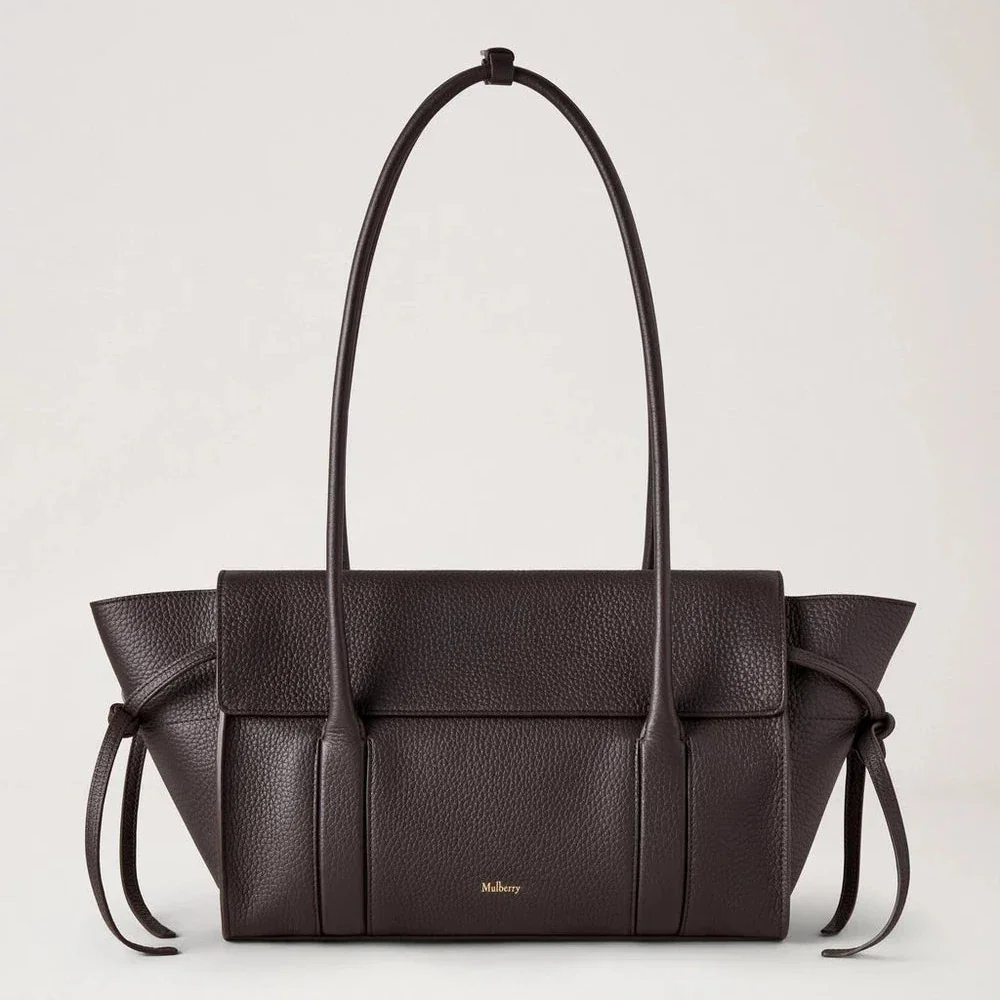 Mulberry Klein Zacht Bayswater Heavy Grain Ebony, elegante donkerbruine leren tas met lange hengsels. Modelhh9382736a110.