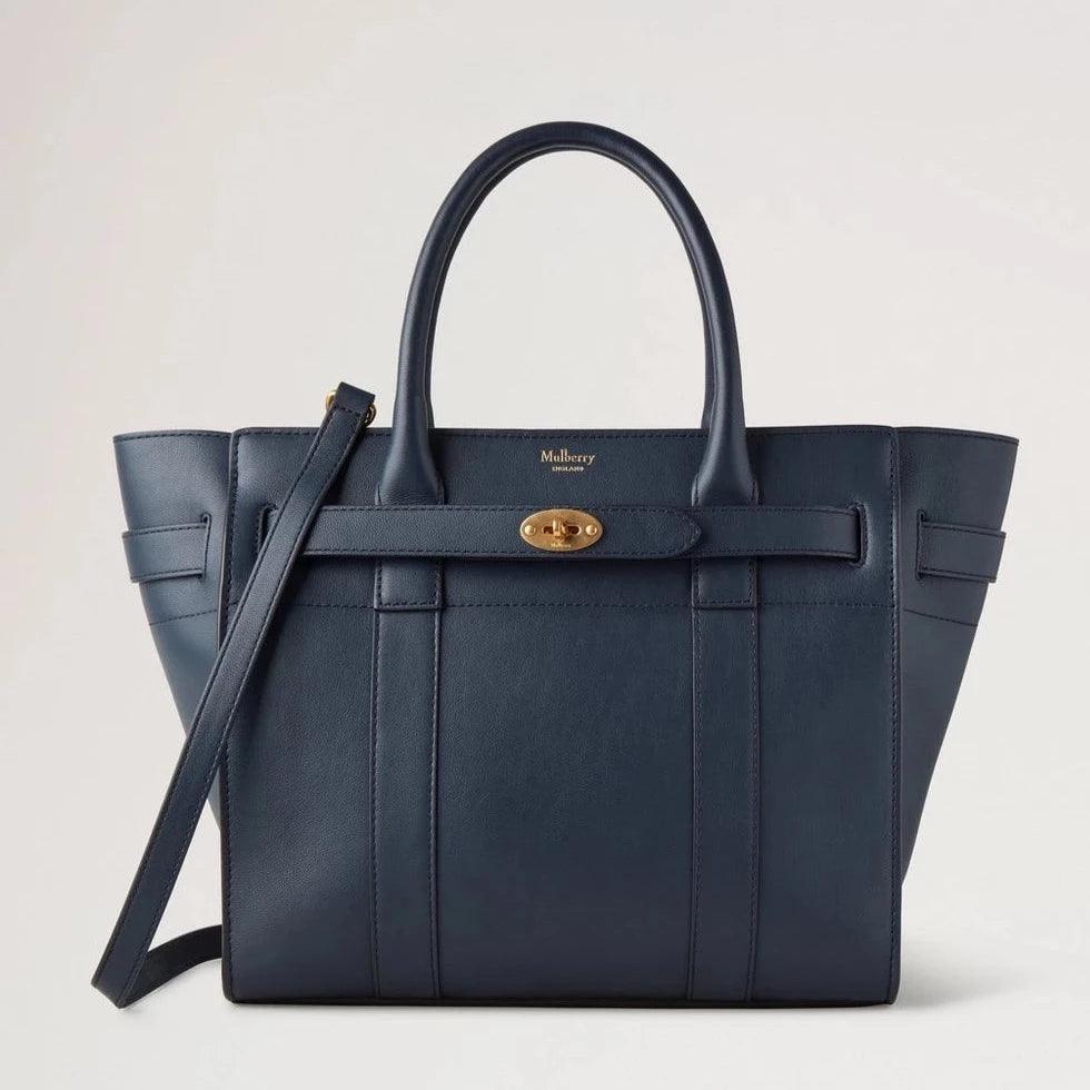 Mulberry Kleine ritssluiting Bayswater Night Sky leren tas in donkerblauw met gouden gesp, model HH9066587U888