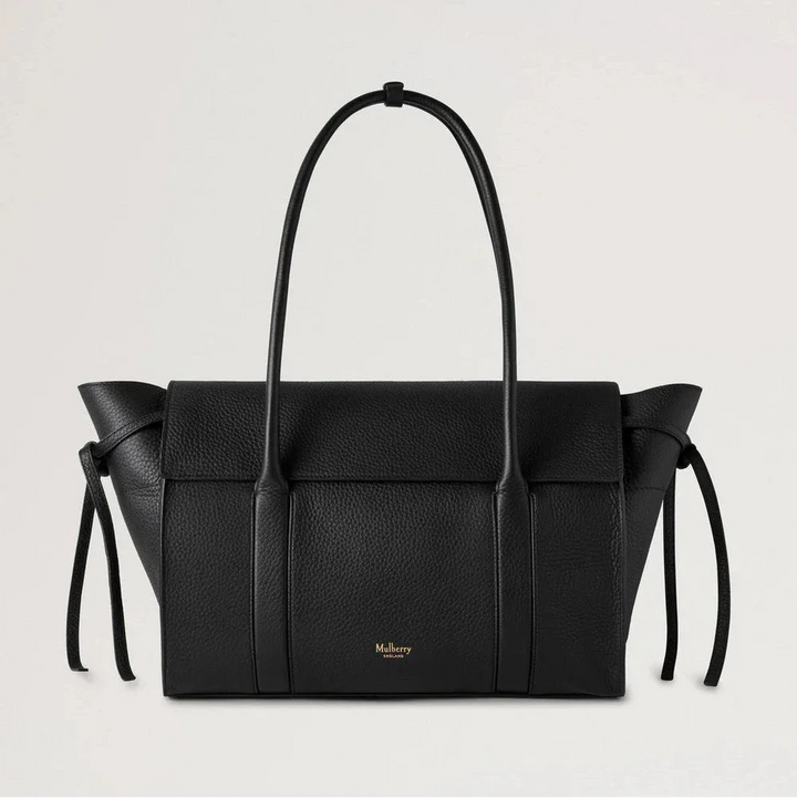 Mulberry Zacht Bayswater Black Heavy Grain, grote zwarte leren tas met brede hengsels, model HH9721736A100.