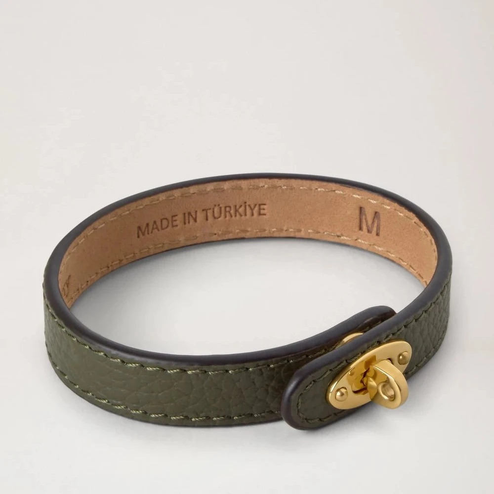 Mulberry Dunne leren armband van olijfgroen leer met gouden gespsluiting, model QB2390205Q749-001-1