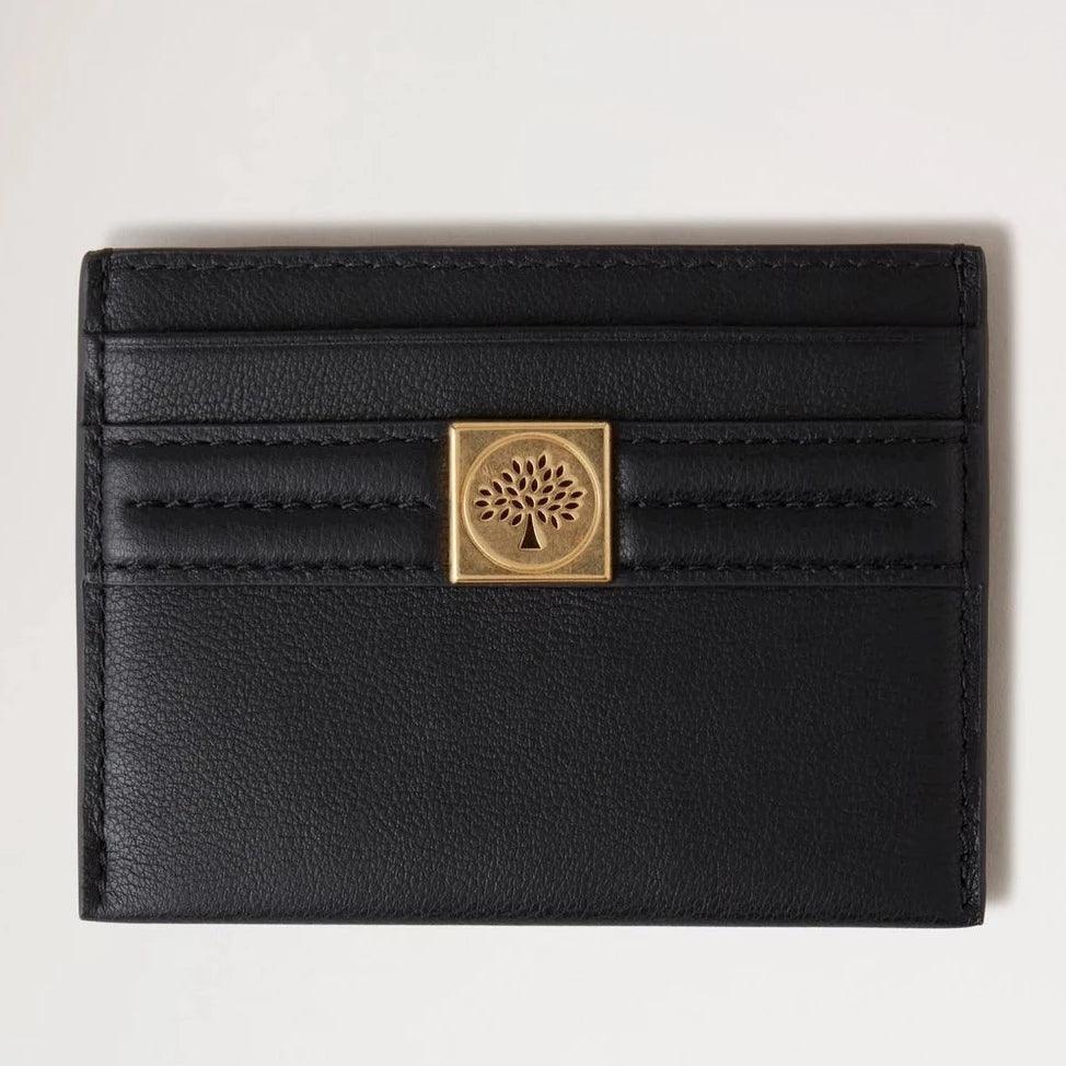Mulberry Tree Credit Card Slip Black, stijlvolle zwarte kaarthouder van leer met goudkleurig embleem. ModelRL7895587A100
