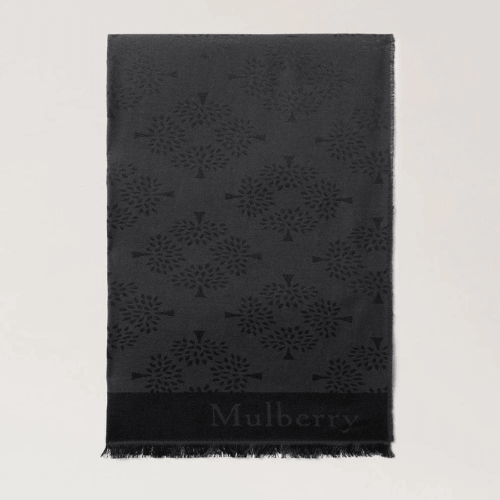 Mulberry Tree Rectangular Scarf Black Cotton Silk Blend - Tørklæder - VS4638/708A100