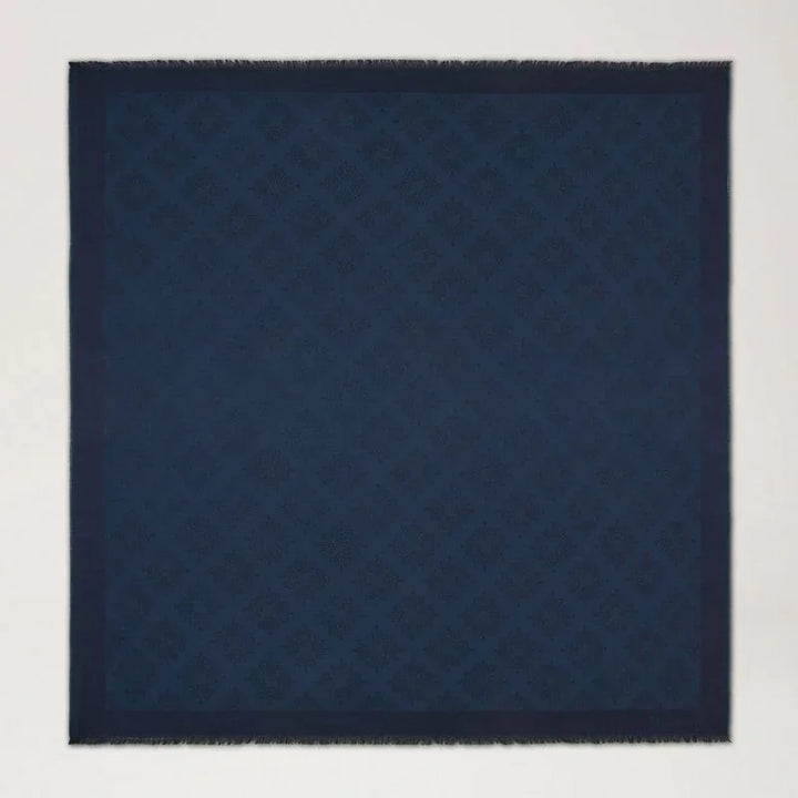 Mulberry Tree Square Night Sky Katoen Zijdemix sjaal in donkerblauw met discreet patroon, Model VS4639709U888
