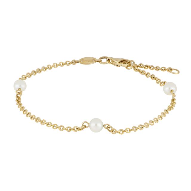 Nordahl Andersen 8kt enkelketting met parels, elegante gouden ketting versierd met witte parels. Model60820000300