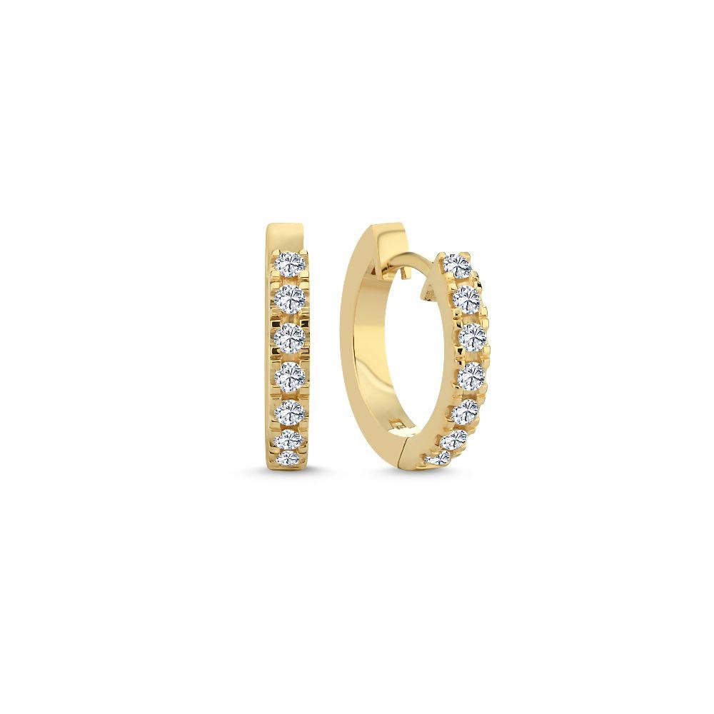 Nuran 14kt diamanten creolen 0,28ct WSI 14mm verschijnen als elegante gouden ringen met gezette diamanten. Model o1988-028-rg-1