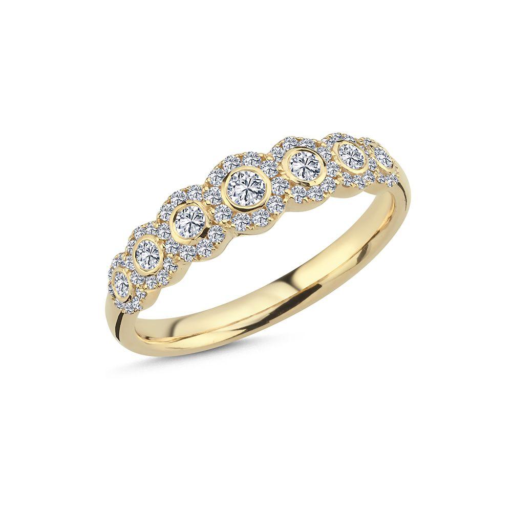 Nuran 14kt hertoginring 0,57 ct W/SI A2450-057-RG-001-1 in goud met ronde diamanten in een elegant patroon, model A2450-057-RG-001-1